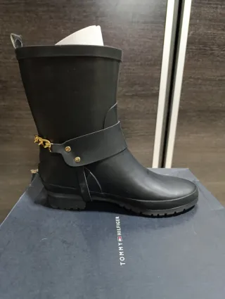 Stivali da acqua Tommy Hilfiger da donna in nero