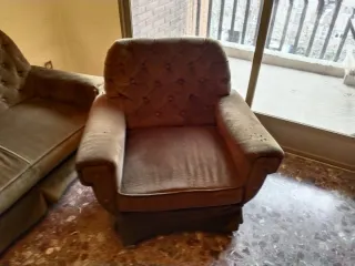 Sofá y 2 sillones armazón acero inoxidable