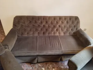 Sofá y 2 sillones armazón acero inoxidable