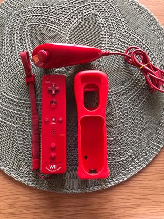 Mando Wii Motion Plus + Nunchuck Rojos Nintendo