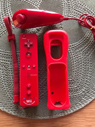Mando Wii Motion Plus + Nunchuck Rojos Nintendo
