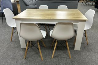 MESA DE COMEDOR + 6 SILLAS NORDICAS