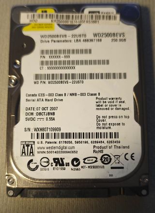 Western Digital HDD 250GB 2.5 SATA