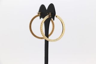 PENDIENTES ARO GRECA. Huecos. Oro 18k.