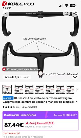 Manillar Bicicleta Fibra Carbono