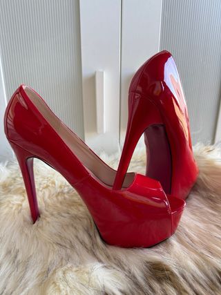 Zapatos de tacón charol rojo talla 44