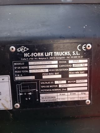 5788 Carretilla elevadora Hangcha CPCD25