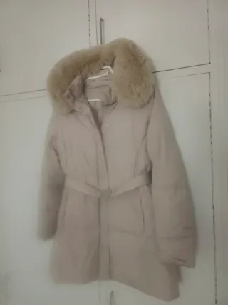 Chaqueta acolchada beige mujer