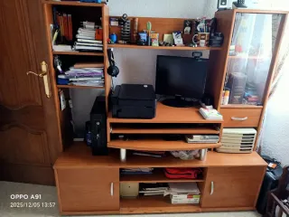 Mueble TV madera y cristal