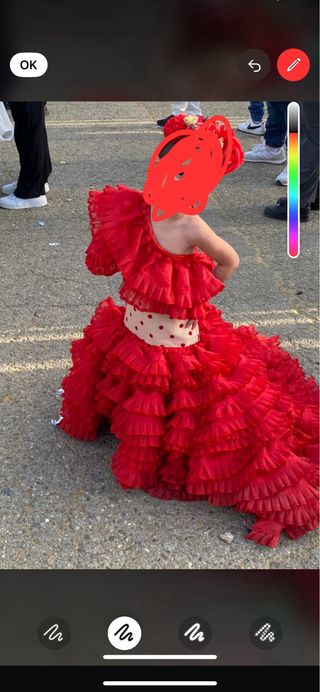 Vestido de flamenca rojo (Sirve para 4-5) tanbien