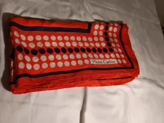 Foulard Pierre Cardin Seta Vintage Rosso Bianco