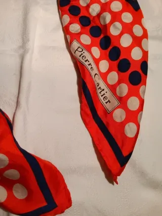 Foulard Pierre Cardin Seta Vintage Rosso Bianco