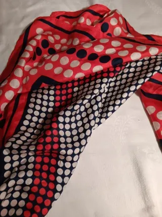 Foulard Pierre Cardin Seta Vintage Rosso Bianco