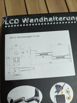 Tronje AR210 - Soporte de Pared para monitores de 15 a 24 Pulgadas o Mayores hasta máx. 12 kg, inclinable, Extensible Vesa 75/100