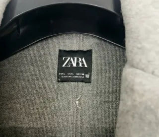 Abrigo Largo Lana Zara Gris Oversize Talla L