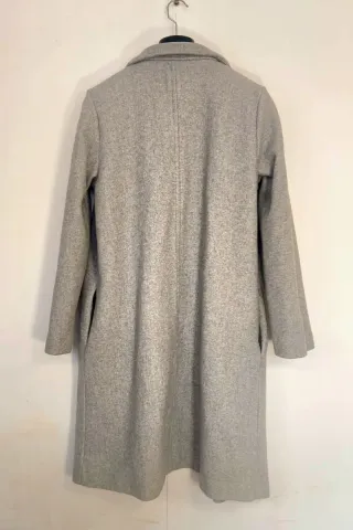 Abrigo Largo Lana Zara Gris Oversize Talla L