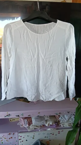 Blusa blanca manga larga dama