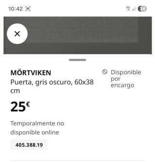 Puerta Mortviken IKEA Gris