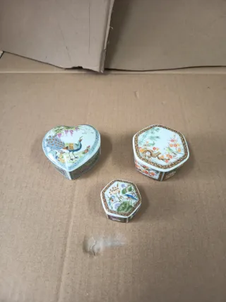 Joyeros porcelana Japón corazón y octogonales