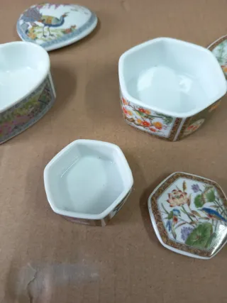 Joyeros porcelana Japón corazón y octogonales