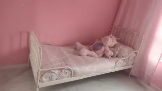 2 Cama individual metálica rosa