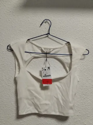 Top blanco nuevo espalda abierta talla S