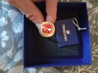 Sortija Swarovski Rosa y Dorada