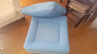 Puff grande de tela azul