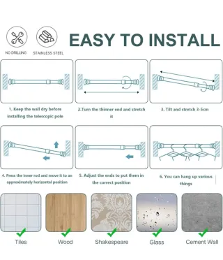 Barra Extensible Armario sin Taladro 38-58cm