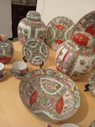 Juego Cerámica Macao Antiguo Platos y Jarras