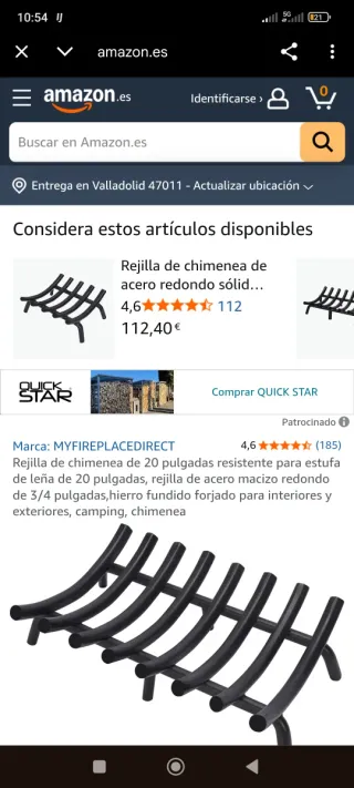 Rejilla Chimenea 20cm Acero