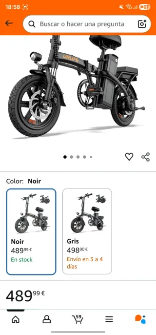 Bicicleta Eléctrica Plegable Negra