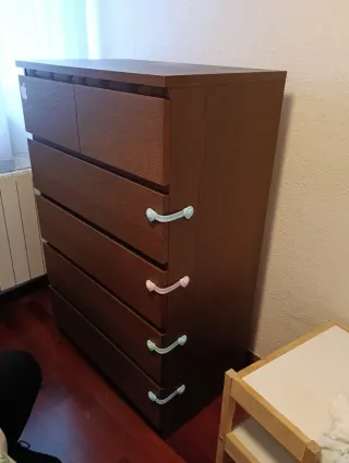 Cómoda MALM 6 Cajones Madera Oscura