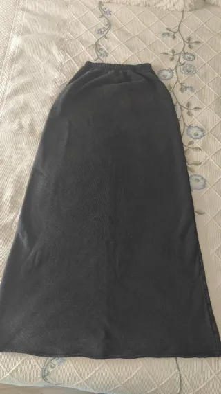 Maxifalda/Falda larga Zara 100%algodón gris oscuro