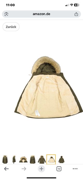 Parka verde con capucha y cinturón