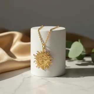 Collar Sol Divino Chapado Oro 18k