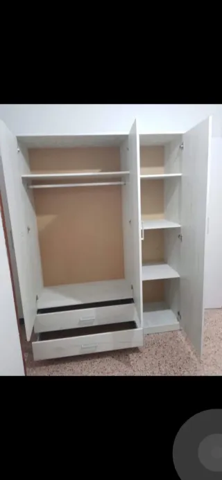 Armario modular madera beige y gris