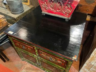 Espectacular Mueble Tibetano Antiguo Pintado Mano