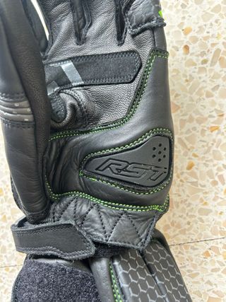 Guantes Moto Kawasaki Cuero Negro Verde