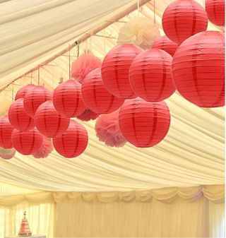 20 Balões de Papel Vermelhos para Festas