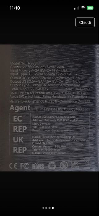 PAIDASHU Power Bank 27000mAh Fast Charger