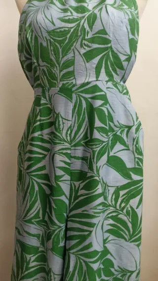 Vestido largo estampado hojas