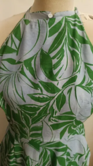 Vestido largo estampado hojas