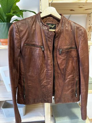 Chaqueta de piel marrón Pettoff Talla 38