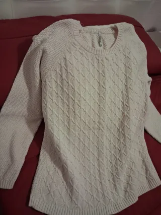 Jersey Stradivarius Blanco Roto Talla M Nuevo.