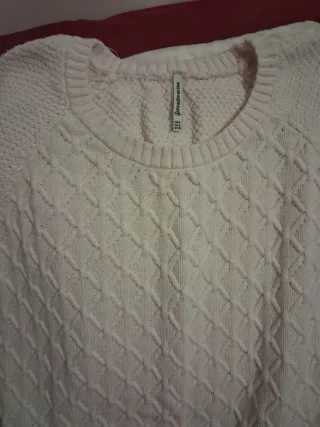 Jersey Stradivarius Blanco Roto Talla M Nuevo.