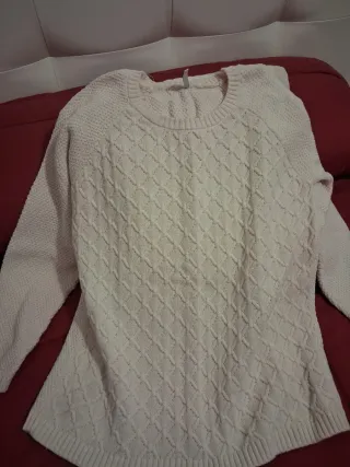 Jersey Stradivarius Blanco Roto Talla M Nuevo.