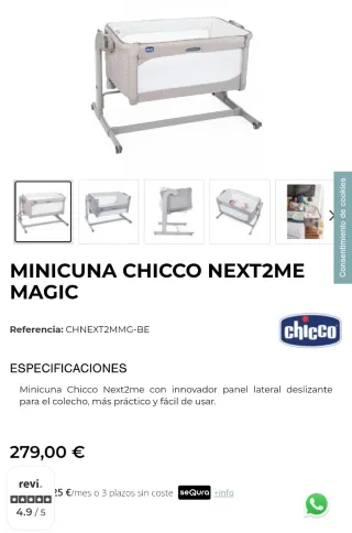 Minicuna Chicco Next 2 Me Magic, Colchón Ecus Kids