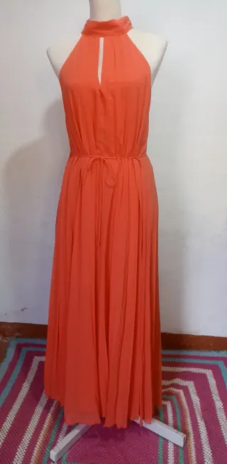 Vestido largo coral halter
