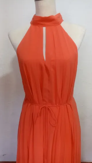 Vestido largo coral halter